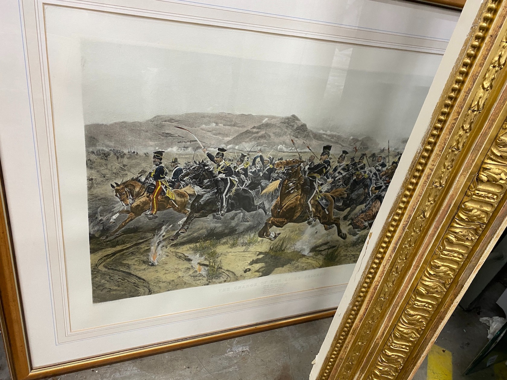 Three military subject re-printed engravings, largest 110 x 80cm
